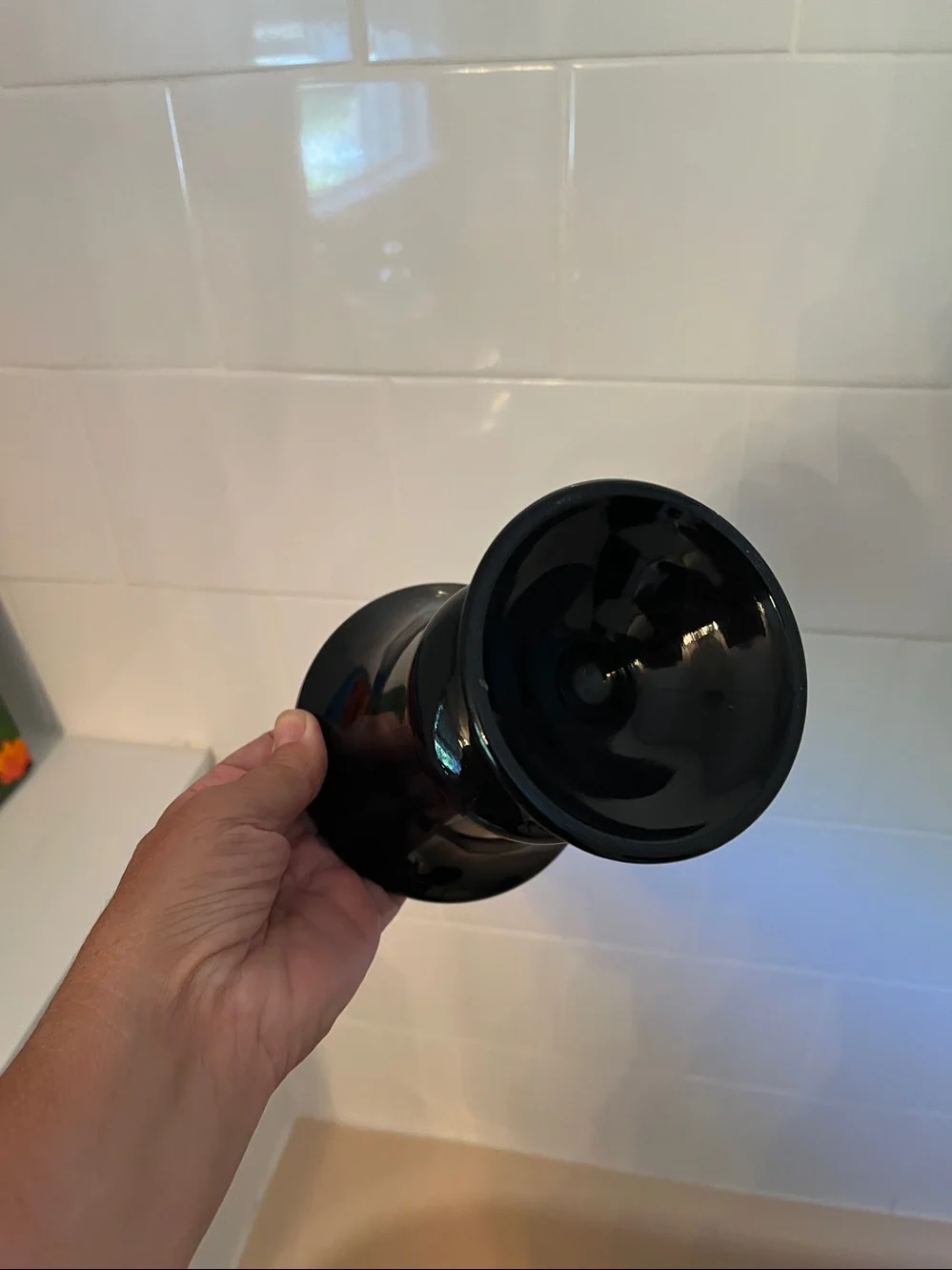 Opaque Black Colored Glass Vase